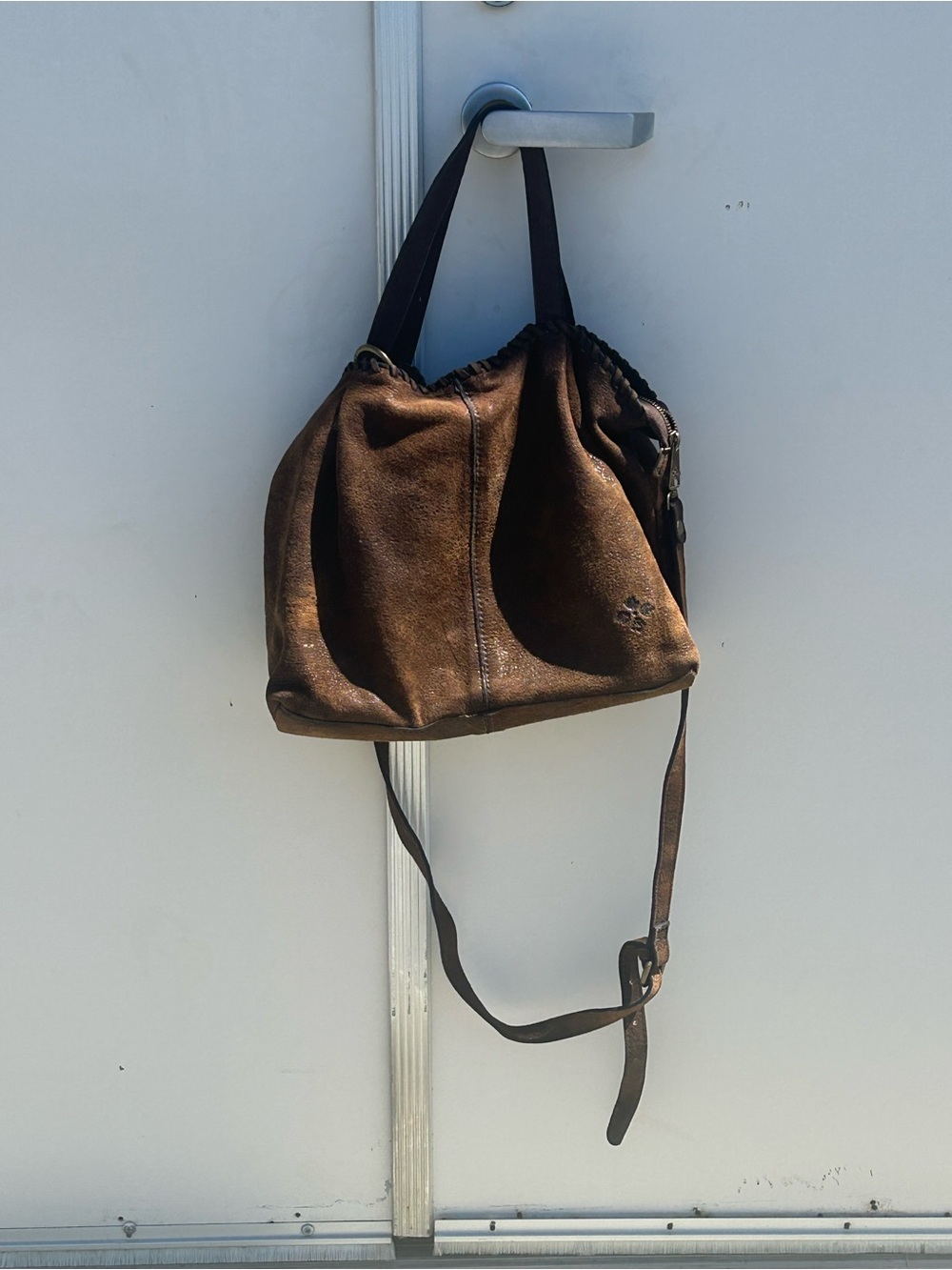 Patricia Nash Tan and Brown ITALIAN LEATHER with Braided Strap